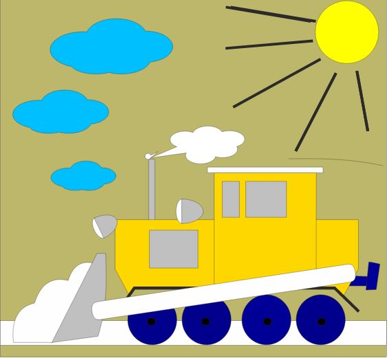 Детская раскраска Поезд чистит снег