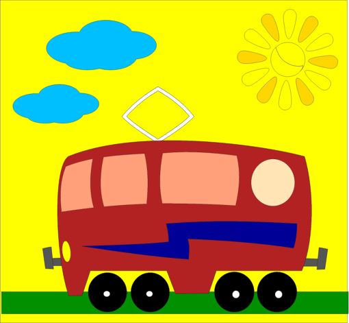 Детская раскраска Цветной трамвайчик