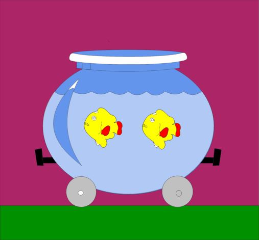 Детская раскраска Аквариум на колесах